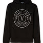 Versace Jeans Black Cotton Logo Details Hooded Sweatshirt