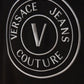Versace Jeans Black Cotton Logo Details Hooded Sweatshirt