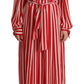 Dolce & Gabbana White Red Silk A-Line Shift Gown Dress