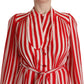 Dolce & Gabbana White Red Silk A-Line Shift Gown Dress