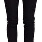 GF Ferre Black Mid Waist Cotton Denim Skinny Jeans