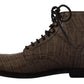 Dolce & Gabbana Gray Crocodile Leather Derby Boots