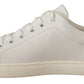 Dolce & Gabbana White Gold Leather Low Top Sneakers