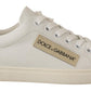 Dolce & Gabbana White Gold Leather Low Top Sneakers