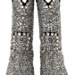 Dolce & Gabbana Black Suede Strass Crystal Cowgirl Boots