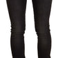 GF Ferre Black Washed Mid Waist Cotton Denim Skinny Jeans