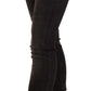 GF Ferre Black Washed Mid Waist Cotton Denim Skinny Jeans