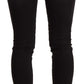 GF Ferre Black Washed Mid Waist Cotton Denim Skinny Jeans