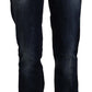 GF Ferre Dark Blue Washed Mid Waist Cotton Denim Straight Jeans