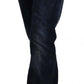 GF Ferre Dark Blue Washed Mid Waist Cotton Denim Straight Jeans