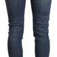 Don The Fuller Blue Mid Waist Cotton Denim Slim Fit Cropped Jeans