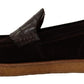 Dolce & Gabbana Brown Suede Leather Slip On Flats Moccasin Shoes