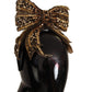 Dolce & Gabbana Gold Crystal Beaded Sequined Silk Bow Headband Diadem