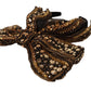 Dolce & Gabbana Gold Crystal Beaded Sequined Silk Bow Headband Diadem