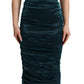 Dolce & Gabbana Turquoise Bustier Bodice Draped Midi Dress.