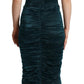 Dolce & Gabbana Turquoise Bustier Bodice Draped Midi Dress
