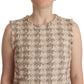 Dolce & Gabbana Beige Checkered Sleeveless Mini Shift Dress