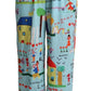 Dolce & Gabbana Light Blue Drawing Mid Waist Wide Leg Pants