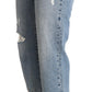 Dolce & Gabbana Blue Tattered Cotton Denim Capri Cropped Jeans