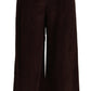 Dolce & Gabbana Brown Cotton High Waist Trouser Wide Leg Pants