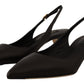Dolce & Gabbana Black Leather Slingbacks Heels Pumps Shoes