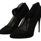 Dolce & Gabbana Black Tulle Stretch Boots Pumps Shoes