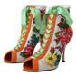 Dolce & Gabbana White Jersey Stretch Boots Open Toes Heels Shoes