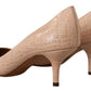 Dolce & Gabbana Beige Leather Pointed Heels Pumps Shoes