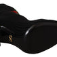 Dolce & Gabbana Black Stretch Socks Red Roses Booties Shoes