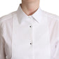 Dolce & Gabbana White Cotton Dress Collared Long Sleeves Shirt Top