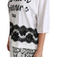 Dolce & Gabbana White Fashion Sinner Cotton Lace T-shirt Top