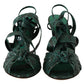 Dolce & Gabbana Green Python Strap Sandals Heels Shoes