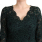 Dolce & Gabbana Green Floral Lace Maxi Floor Length Dress