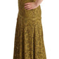 Dolce & Gabbana Brown Floral Lace Maxi Floor Length Dress