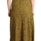 Dolce & Gabbana Brown Floral Lace Maxi Floor Length Dress