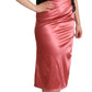 Dolce & Gabbana Pink One-Shoulder Silk Tassel Fringe Gown Mid Dress