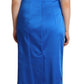 P.A.R.O.S.H. Blue Acetate Sleeveless Pleated Midi Sheath Dress