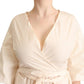 PINK MEMORIES Off White Short Sleeves Maxi A-line Wrap Dress