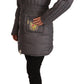 Roccobarocco Gray Quilted Long Sleeves Logo Patch Full Zip Jacket