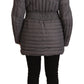 Roccobarocco Gray Quilted Long Sleeves Logo Patch Full Zip Jacket