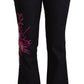 Exte Black Cotton Mid Waist Cotton Flared Jeans
