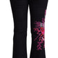 Exte Black Cotton Mid Waist Cotton Flared Jeans