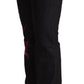 Exte Black Cotton Stretch Mid Waist Cotton Flared Denim Jeans