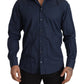 Dolce & Gabbana Blue Cotton MARTINI Slim Fit Dress Shirt