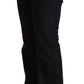 Exte Black Cotton Stretch Mid Waist Cotton Flared Denim Jeans