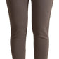John Galliano Gray Cotton Mid Waist Stretch Leggings Cropped Pants