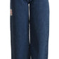 GCDS Blue Cotton High Waist Wide Leg Boot Cut Denim Jeans