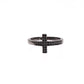 Nialaya Black CZ Cross Rhodium 925 Ring