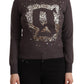 John Galliano Brown Wool Sequined Long Sleeves Pullover Sweater
