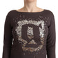 John Galliano Brown Wool Sequined Long Sleeves Pullover Sweater